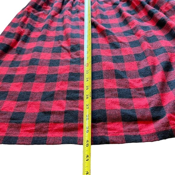 Red Black Buffalo Plaid Sleeveless Midi Dress FADS Cotton 4P Jumper Sundress - Picture 13 of 14